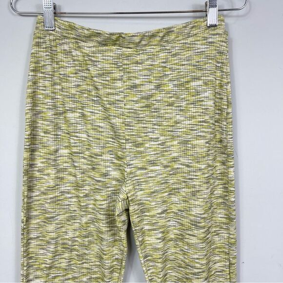 Lisa Says Gah Josie Pant Honeydew M Ribbed Space Dyed Split Flared Hem High Rise - Picture 8 of 15